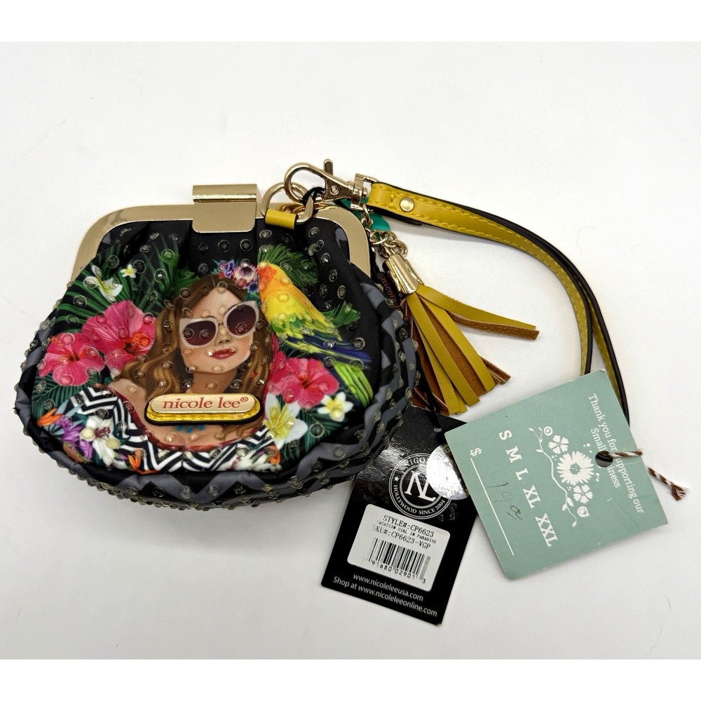 Nicole Lee USA CP6623 Floral Fashion Kiss Lock Wristlet Coin Purse NWT